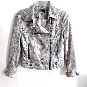 Kut From The Kloth Snakeskin Print Moto Jacket Sz XS
